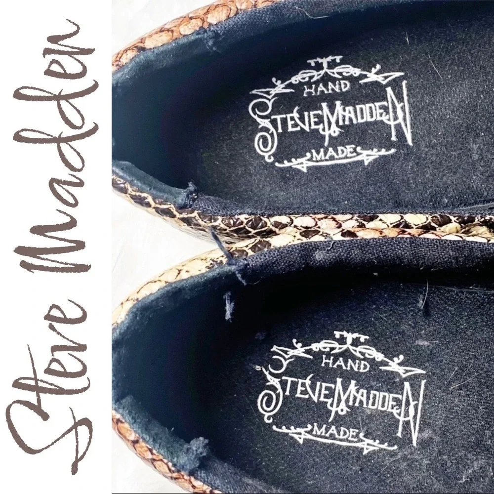 Steve Madden Gunman Handmade Faux Snakeskin Slip On Sneaker Loafer Brown Men's 9